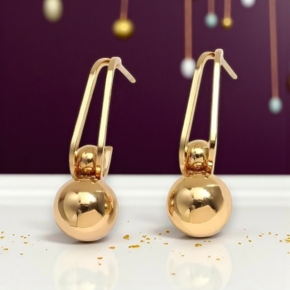 🆕Chic Shine 18K Gold Plated Bead Drop Earrings - Perfect for Every Occasion 🌟 - Picture 1 of 13